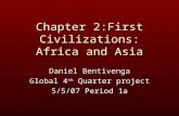 Chapter 2:First Civilizations: Africa and Asia Daniel Bentivenga Global 4th Quarter project 5/5/07 Period 1a.
