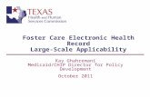 Foster Care Electronic Health Record Large-Scale Applicability Kay Ghahremani Medicaid/CHIP Director for Policy Development October 2011.