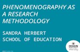 CRICOS Provider Code: 00113B PHENOMENOGRAPHY AS A RESEARCH METHODOLOGY SANDRA HERBERT SCHOOL OF EDUCATION.
