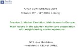 APEX CONFERENCE 2004 October 11 th - 12 th 2004. Leipzig Session 1. Market Evolution. Main issues in Europe. Main issues in the Spanish market and cooperation.