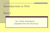 Introduction to Perl Part I By: Cédric Notredame (Adapted from BT McInnes)