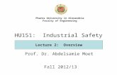 HU151: Industrial Safety Prof. Dr. Abdelsamie Moet Fall 2012/13 Pharos University in Alexandria Faculty of Engineering Lecture 2: Overview.