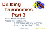 Copyright © 2006 Access Innovations, Inc. 1 Building Taxonomies Part 3 Alice Redmond-Neal Access Innovations, Inc. Enterprise Search Summit New York City,