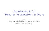 Academic Life: Tenure, Promotion, & More or Congratulations, you’ve just won the Lottery!