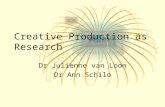 Creative Production as Research Dr Julienne van Loon Dr Ann Schilo.