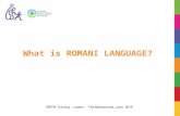 What is ROMANI LANGUAGE?. Description of the Romani language Romani is the language of the Roma, Sinti, Calé and all other ethnic groups in Europe who.
