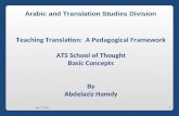 Teaching Translation: A Pedagogical Framework ATS School of Thought Basic Concepts By Abdelaziz Hamdy Arabic and Translation Studies Division 1 September.