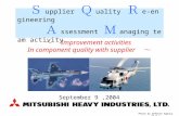 Ｓ upplier Ｑ uality Ｒ e-engineering Ａ ssessment Ｍ anaging team activity September 9,2004 ～ Improvement activities In component quality with supplier ～ Photo.