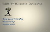 5-1 Forms of Business Ownership Sole proprietorship Partnership Corporation.