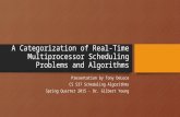 A Categorization of Real-Time Multiprocessor Scheduling Problems and Algorithms Presentation by Tony DeLuce CS 537 Scheduling Algorithms Spring Quarter.