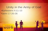 Unity in the Army of God Ephesians 4:11-13 John 17:20-26.