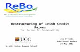 Restructuring of Irish Credit Unions Your Partner for Sustainability Joe O’Toole ReBo Board Member 24 May 2013 Credit Union Summer School.