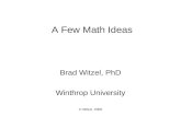 © Witzel, 2008 A Few Math Ideas Brad Witzel, PhD Winthrop University.