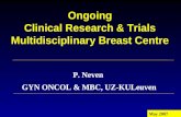 P. Neven GYN ONCOL & MBC, UZ-KULeuven Ongoing Clinical Research & Trials Multidisciplinary Breast Centre May 2007.