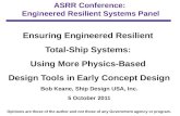 ASRR Conference: Engineered Resilient Systems Panel Ensuring Engineered Resilient Total-Ship Systems: Using More Physics-Based Design Tools in Early Concept.