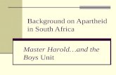 Background on Apartheid in South Africa Master Harold…and the Boys Unit.