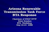 Arizona Renewable Transmission Task Force BTA Response Chairman of SWAT RTTF Peter Krzykos Peter Krzykos BTA Workshop May 22-23 2008.