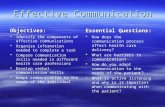 Effective Communication Objectives:   Identify the components of effective communications   Organize information needed to complete a task   Compare.