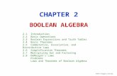 ©2010 Cengage Learning CHAPTER 2 BOOLEAN ALGEBRA 2.1Introduction 2.2Basic Operations 2.3Boolean Expressions and Truth Tables 2.4Basic Theorems 2.5Commutative,