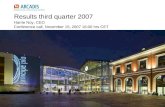 Results third quarter 2007 Harrie Noy, CEO Conference call, November 15, 2007 16:00 hrs CET.