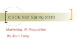 CSCE 552 Spring 2010 Marketing, IP, Regulation By Jijun Tang.