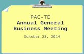 PAC-TE Annual General Business Meeting October 23, 2014.