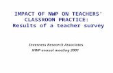 IMPACT OF NWP ON TEACHERS’ CLASSROOM PRACTICE: Results of a teacher survey Inverness Research Associates NWP annual meeting 2001.