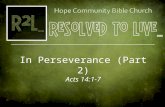 Cover Picture In Perseverance (Part 2) Acts 14:1-7.