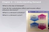 Chapter 4 – 1 Understanding Demand What is the law of demand? What is the law of demand? How do the substitution effect and income effect influence decisions?