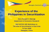 The Government of the Republic of the Philippines Bangko Sentral ng Pilipinas Experience of the Philippines in Securitization Zeno Ronald R. Abenoja Department.
