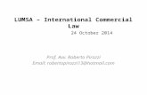 LUMSA – International Commercial Law 24 October 2014 Prof. Avv. Roberto Pirozzi Email: robertopirozzi13@hotmail.com.