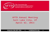 HelpLine 866-507-7222  info@theaftd.org   AFTD Annual Meeting Salt Lake City, UT April 12, 2013.