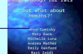 ‘Good enough for rats … … but what about humans?’ Anna Cumisky Mary Kwok Michelle Luna Andrea Mather Emily Oakford Razi Zaidi.