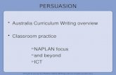 PERSUASION Australia Curriculum Writing overview Classroom practice »NAPLAN focus »and beyond »ICT.
