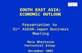 SOUTH EAST ASIA: ECONOMIC OUTLOOK Presentation to 31 st ASEAN-Japan Business Meeting Manu Bhaskaran Centennial Group November 2005 5.1.1.2.