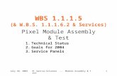 July 10, 2003M. Garcia-Sciveres -- Module Assembly & Test1 WBS 1.1.1.5 (& W.B.S. 1.1.1.6.2 & Services) Pixel Module Assembly & Test 1.Technical Status.