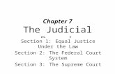 Chapter 7 The Judicial Branch Section 1:Equal Justice Under the Law Section 2:The Federal Court System Section 3:The Supreme Court.