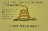 UNIT TWO: CONSTITUTIONAL GOVERNMENTS The Articles of Confederation, the Constitution, and Limited Government.