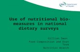 Use of nutritional bio- measures in national dietary surveys Gillian Swan Food Composition and Diet Team Nutrition Branch.