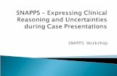 SNAPPS Workshop. To assess the student’s clinical reasoning & learning issues… What is the preceptor looking for? 2.