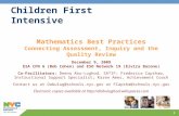 1 Children First Intensive Mathematics Best Practices Connecting Assessment, Inquiry and the Quality Review December 9, 2009 ESA CFN 6 (Bob Cohen) and.