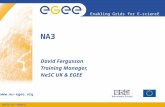 INFSO-RI-508833 Enabling Grids for E-sciencE  NA3 David Fergusson Training Manager, NeSC UK & EGEE.
