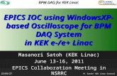 BPM DAQ for KEK Linac EPICS IOC using WindowsXP-based Oscilloscope for BPM DAQ System in KEK e-/e+ Linac Masanori Satoh (KEK Linac) June 13-16, 2011 EPICS.