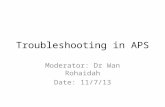 Troubleshooting in APS Moderator: Dr Wan Rohaidah Date: 11/7/13.