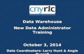 Data Warehouse New Data Administrator Training October 3, 2014 Data Coordinators: Larry Hunt & Angie Russell.