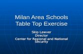 Milan Area Schools Table Top Exercise Skip Lawver Director Center for Regional and National Security.