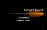 1 Software Testing See Word file “Software Testing”