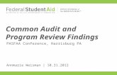 PASFAA Conference, Harrisburg PA Common Audit and Program Review Findings Annmarie Weisman | 10.31.2012.