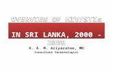 OVERVIEW OF HIV/STIs IN SRI LANKA, 2000 - 2009 K. A. M. Ariyaratne, MD Consultant Venereologist.