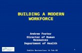 1 BUILDING A MODERN WORKFORCE Andrew Foster Director of Human Resources Department of Health Dublin Masterclass 14 Feb 03.